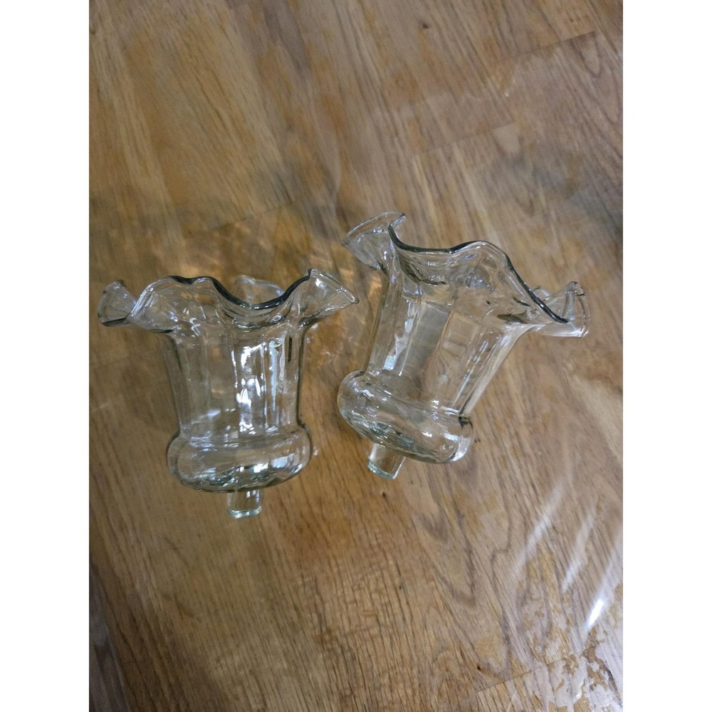 Pair Victorian PETTICOAT Ruffle Votive Cup candle Holders Homco Home Interior